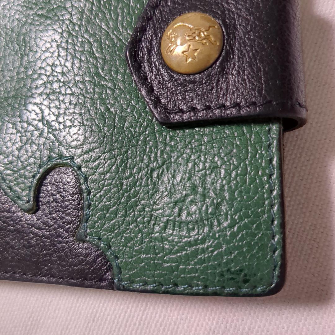 美品 イルビゾンテ ナターコレクション 2つ折り 財布 ブラック グリーン
