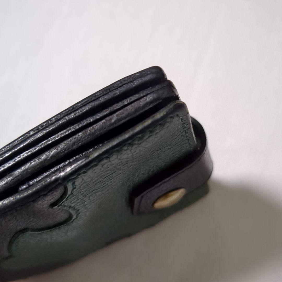 美品 イルビゾンテ ナターコレクション 2つ折り 財布 ブラック グリーン