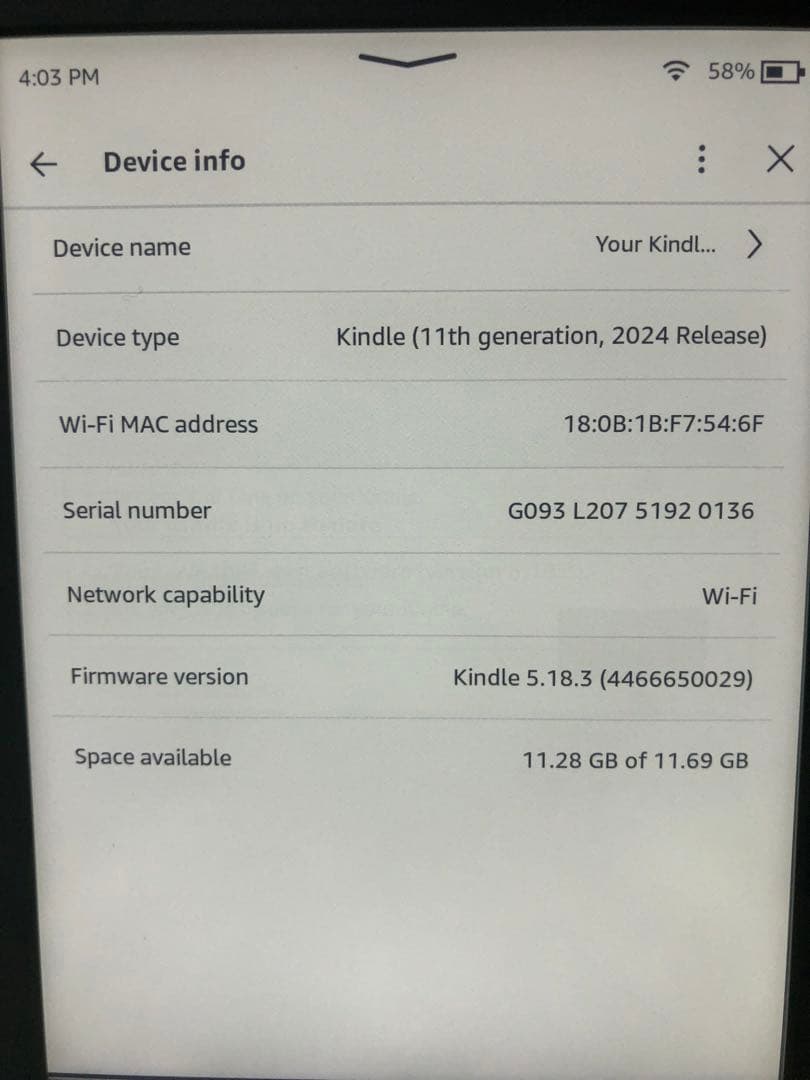 Kindle（第11世代、2024年発売USBケーブル付き
