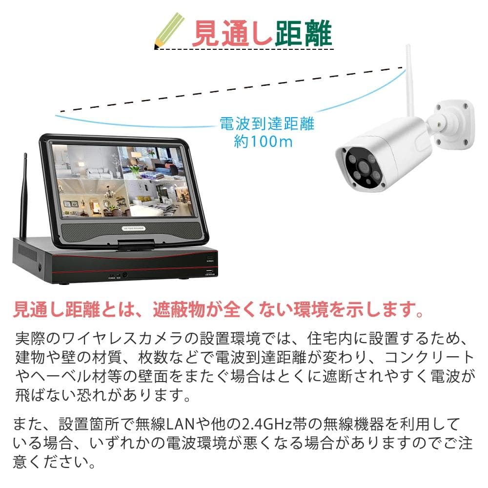 防犯カメラ 4台セット 10インチ IPS液晶モニター