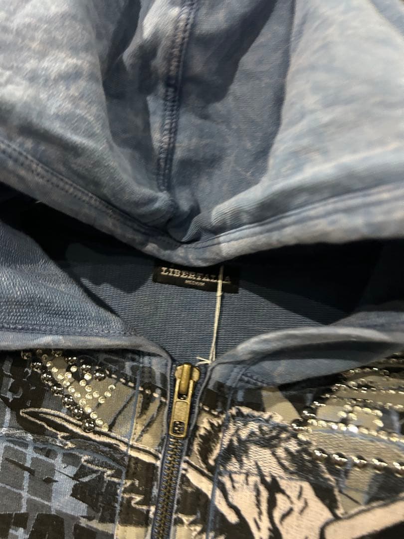 Y2K ピチ　短丈ジップアップパーカー　キラキラ　ホースデザイン　ギャル