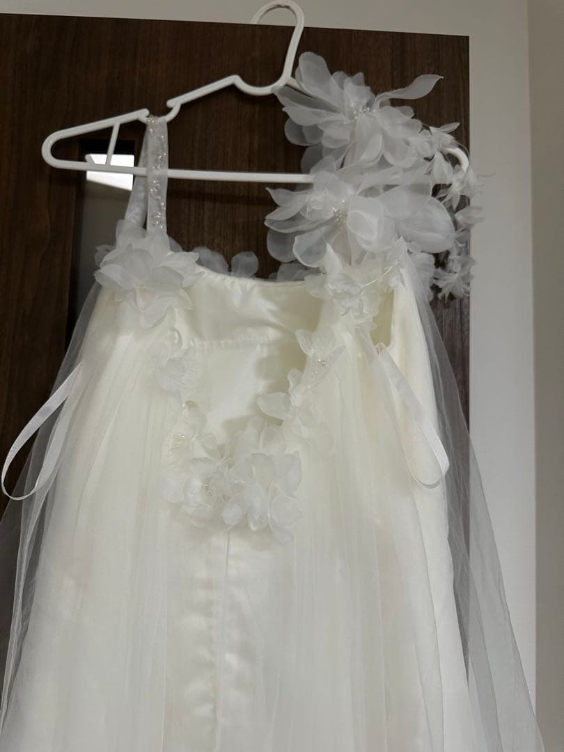 フラワー装飾 ホワイトウェディングドレスAライン（Mサイズ）