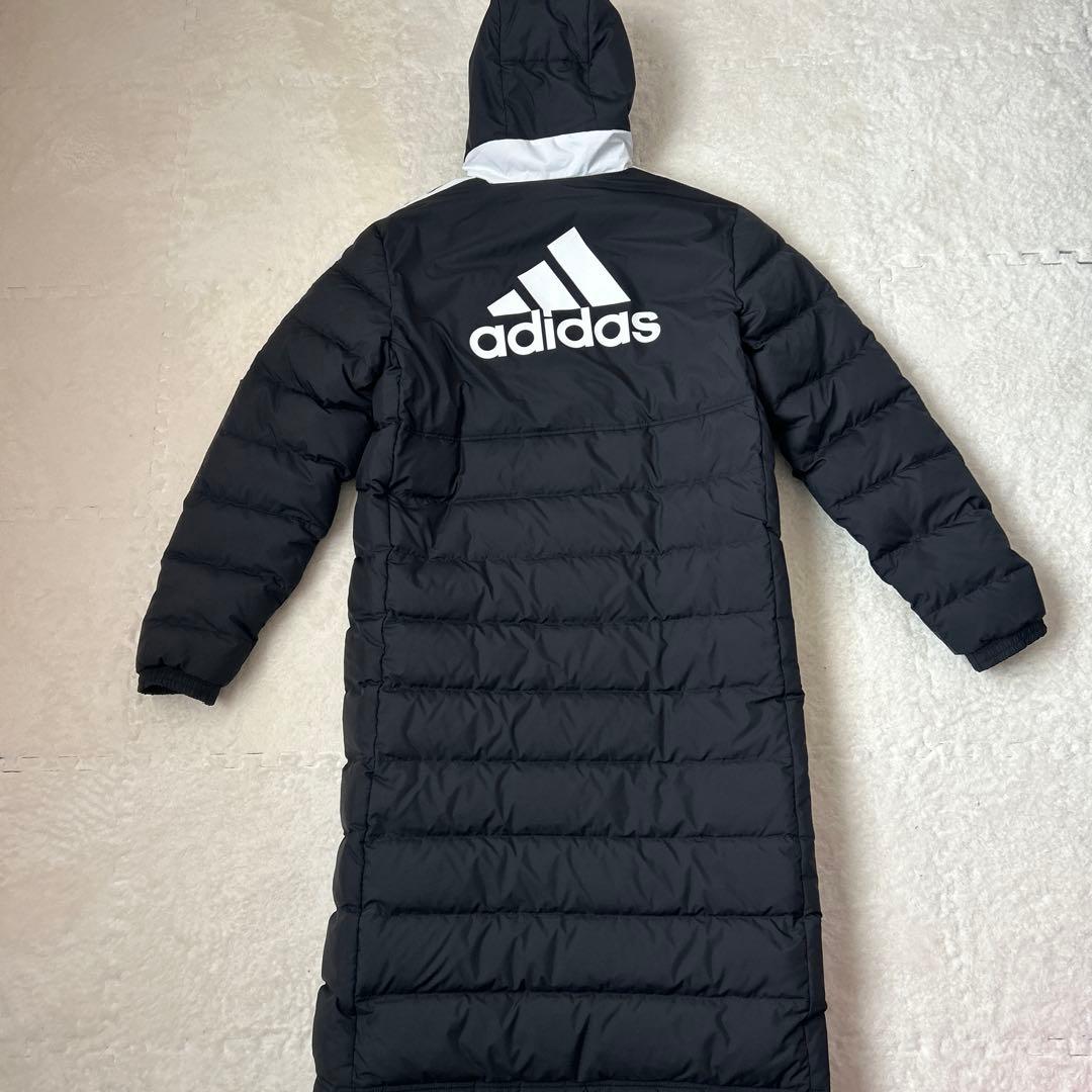 adidas ロングダウンコート ベンチコートブラック M 防寒
