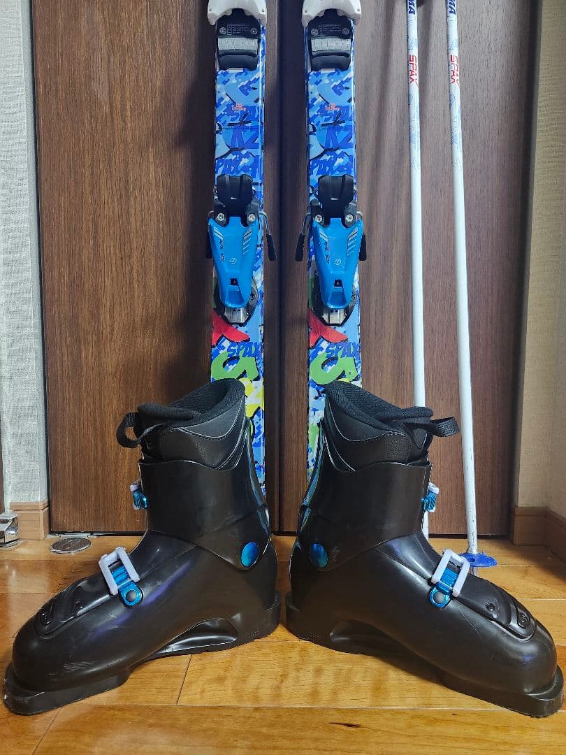 子供スキー板セット　スキー板 136cm ブーツ 24cm ストック　100cm