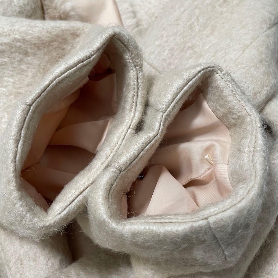 美品⭐︎リリーブラウン ビジューボタン ファー付き コート 定価3.9万 ベージュ