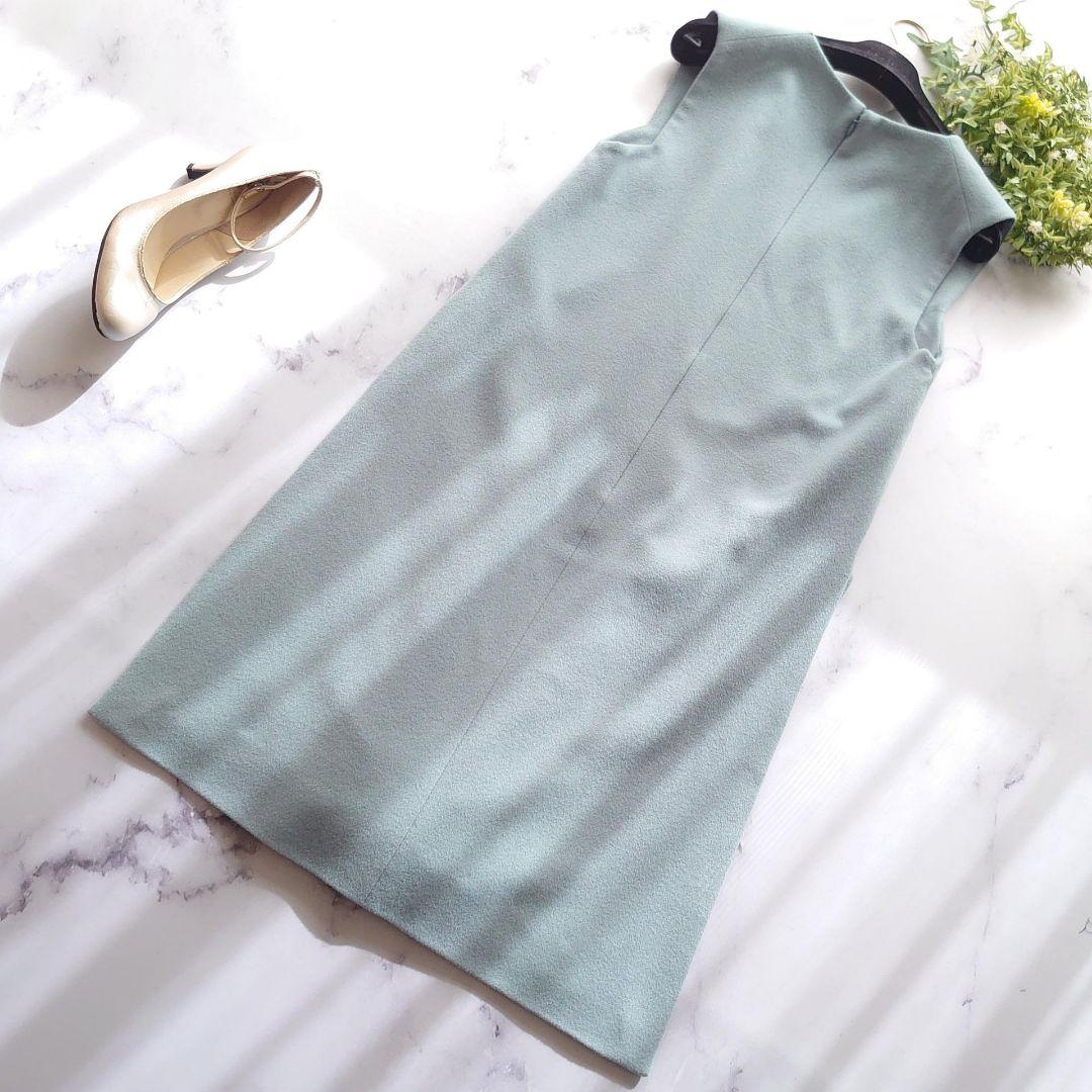 マイラン カシミヤ100％ ジレ ワンピース ベスト スリット ライトブルー