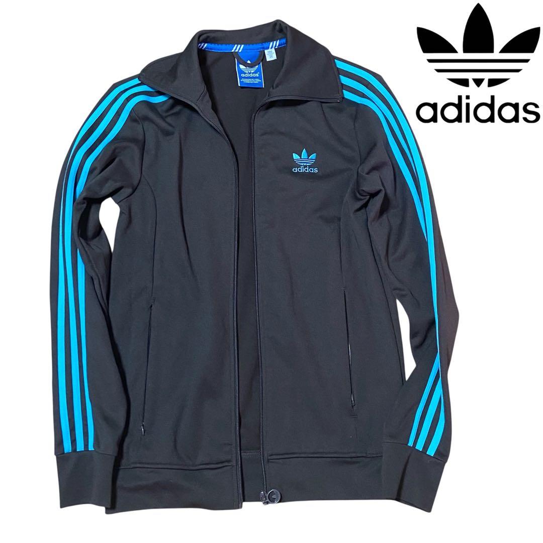 【希少】アディダス トラックジャケット 茶色×水色 ヨーロッパTT M サイズ
