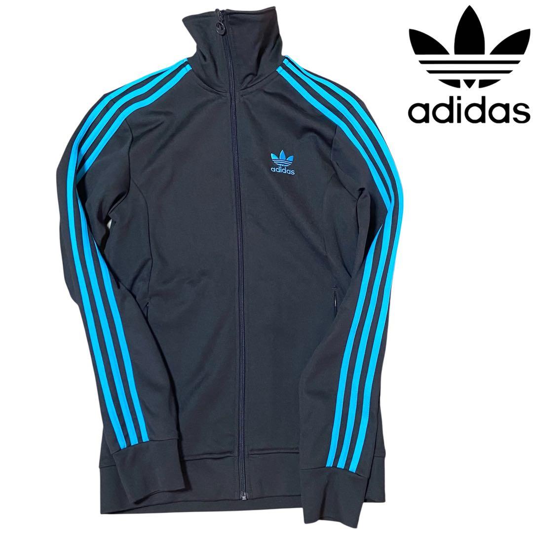【希少】アディダス トラックジャケット 茶色×水色 ヨーロッパTT M サイズ