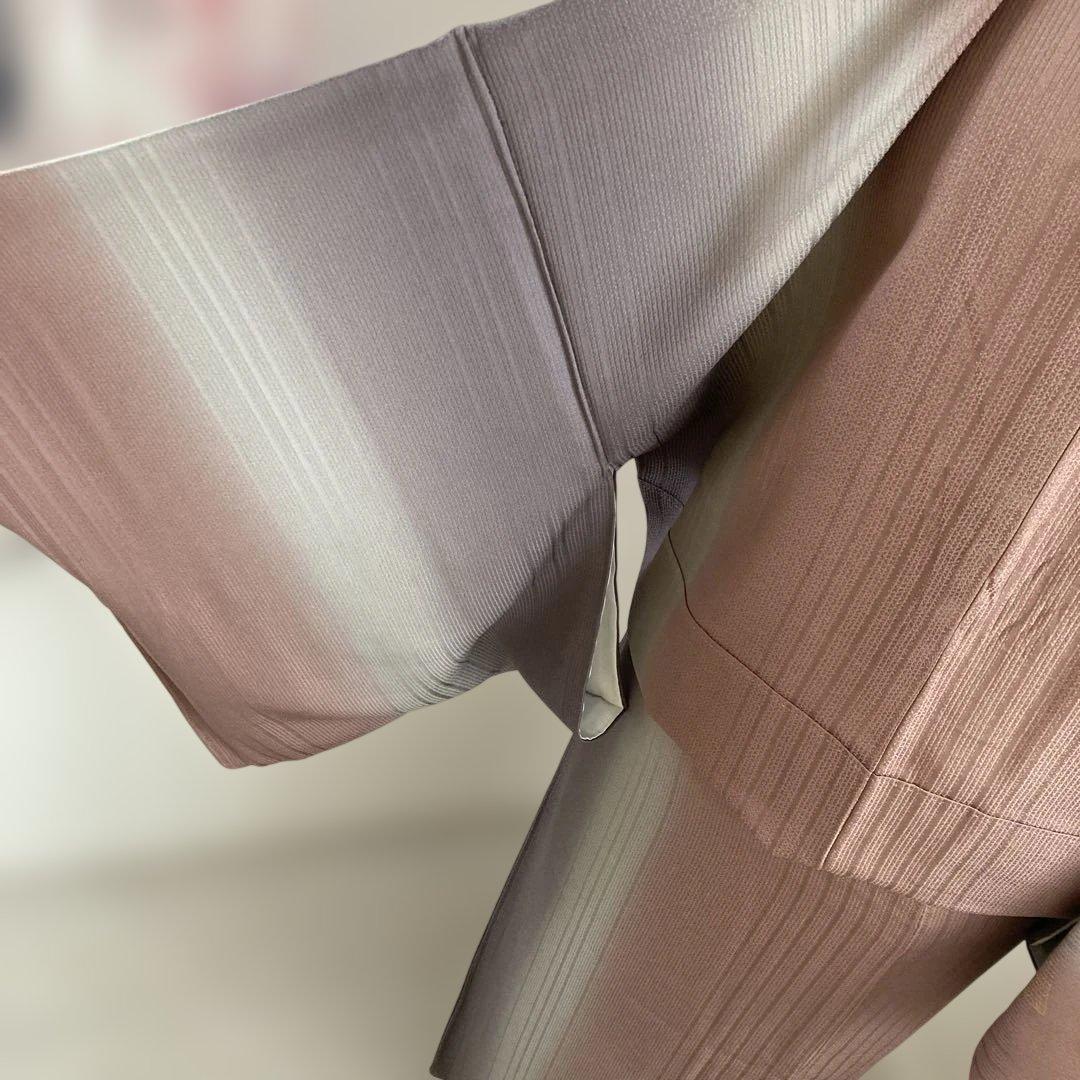 訪問着　吉祥花文　グラデーション　ピンクグレー　金彩トールサイズ　L からL L