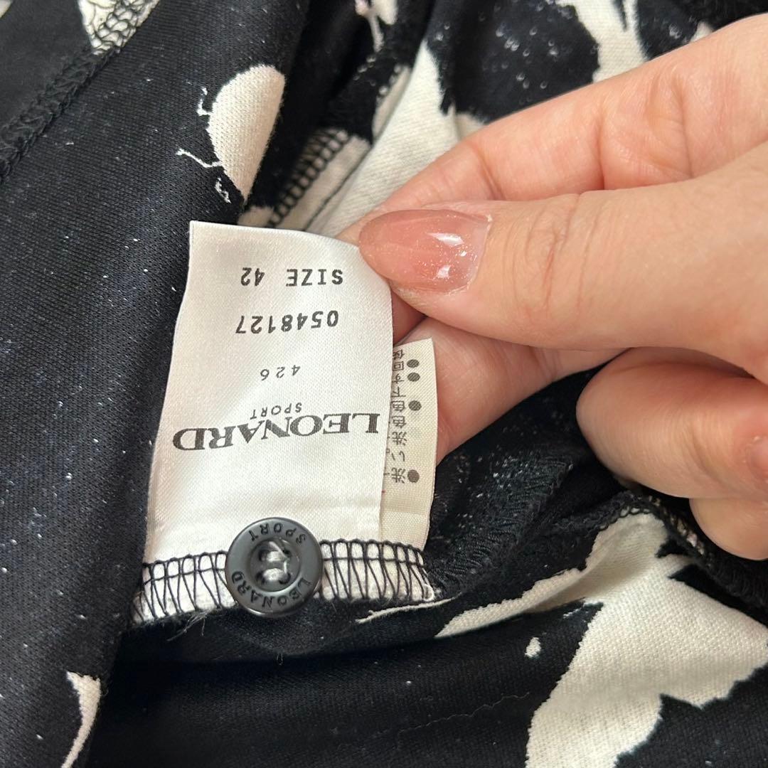 J565 美品 L レオナールスポーツ ポロシャツ ブラック レディース