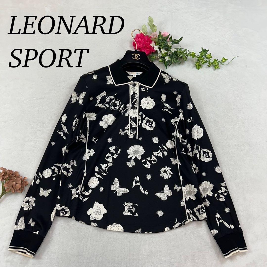 J565 美品 L レオナールスポーツ ポロシャツ ブラック レディース