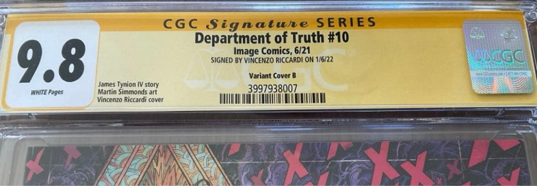 デパートメントオブ・トゥルース#10 サイン入り CGC 9.8 アメコミリーフ