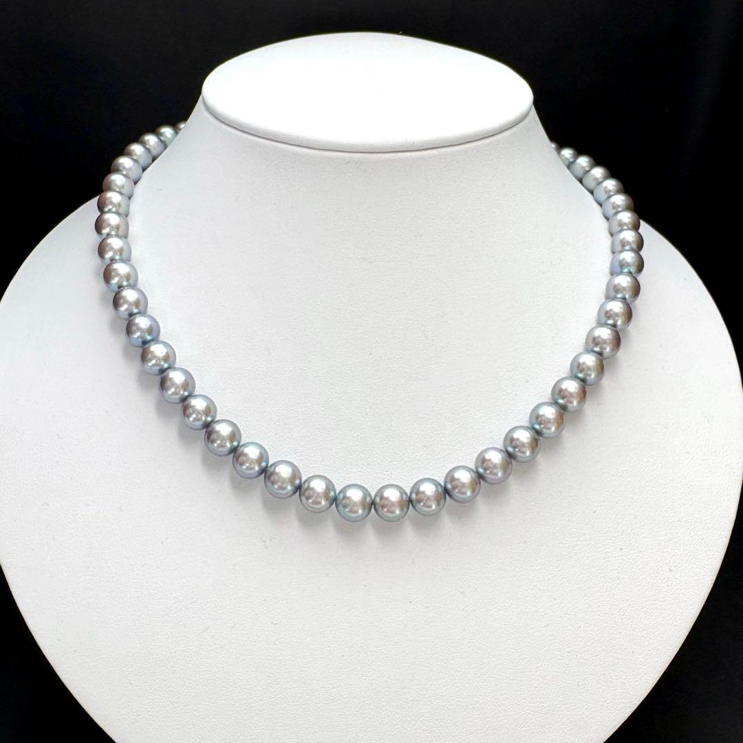 大珠✨TASAKI タサキ　あこや本真珠ネックレス　ブルーグレー　7.5-8mm