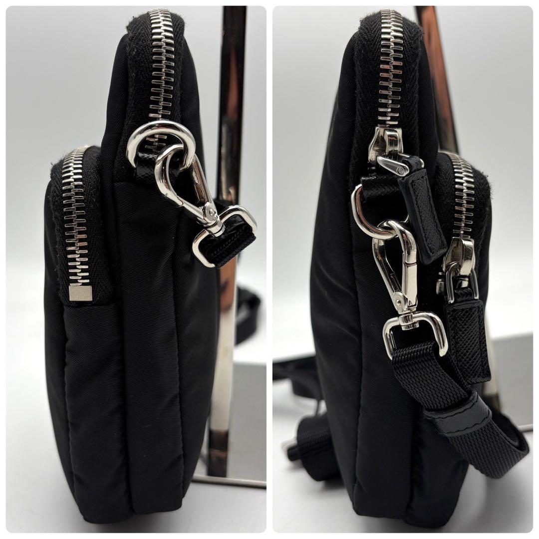 極美品 プラダ 三角プレートロゴ ナイロン ショルダー バッグ フォンケース