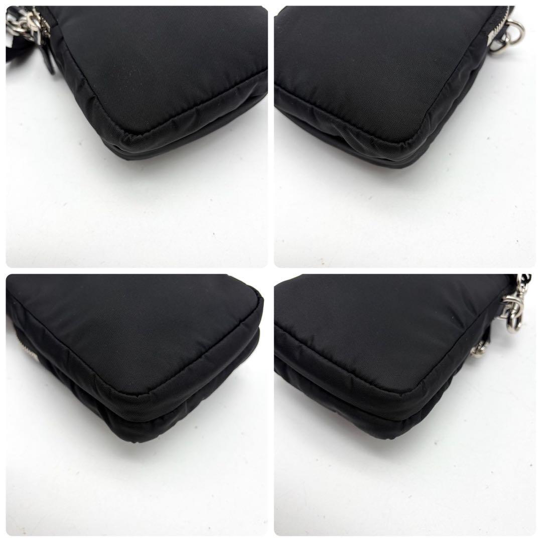 極美品 プラダ 三角プレートロゴ ナイロン ショルダー バッグ フォンケース