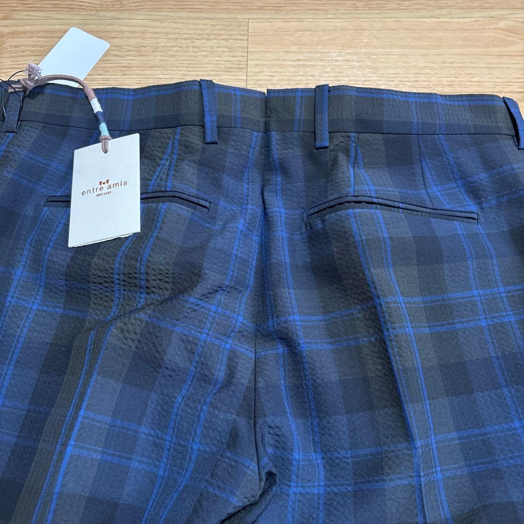entre amis 青と黒のチェック柄スラックス Mサイズ 30インチ