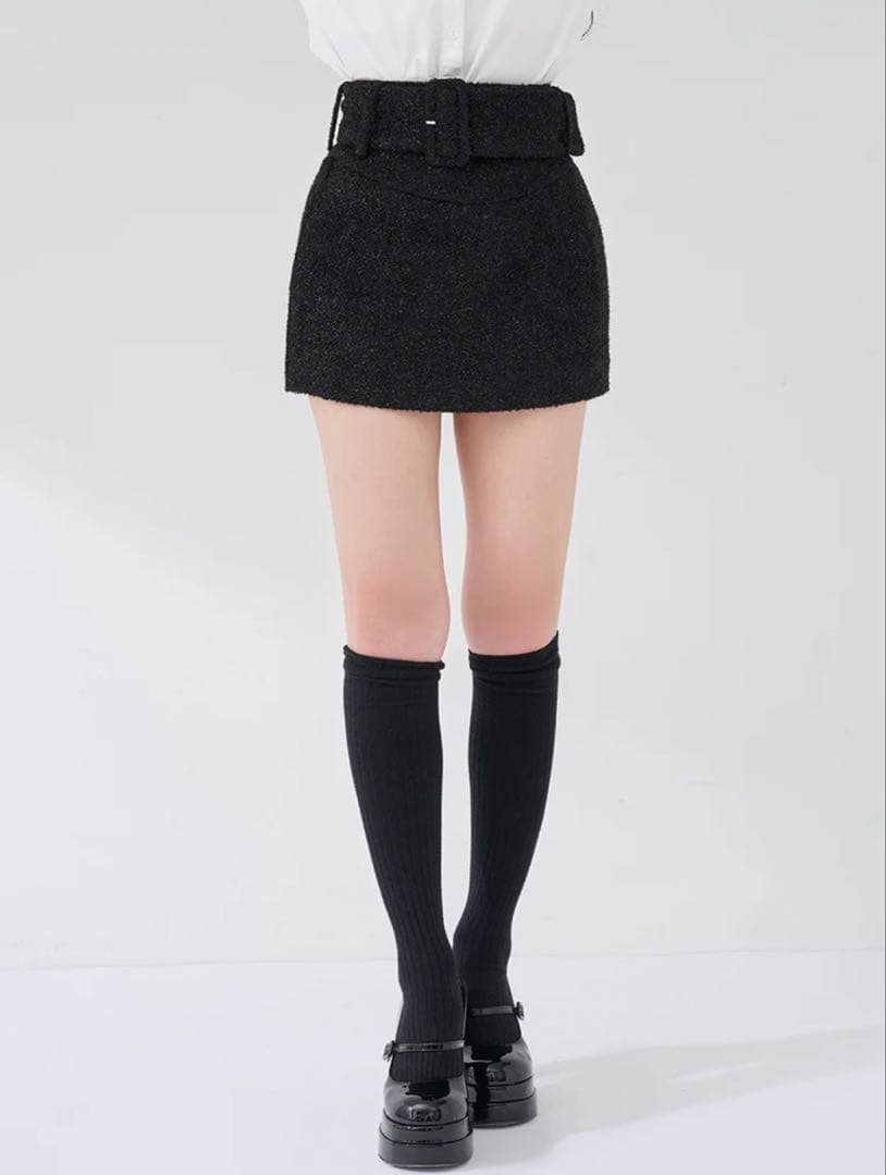 Darich 新品値札付き シェイプラインベルトツイードミニスカート FL