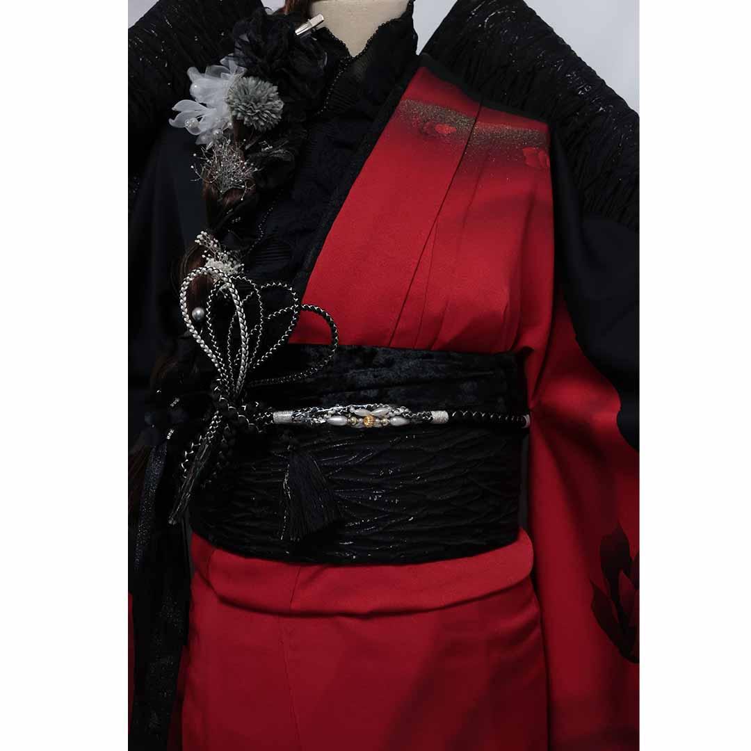 2026成人式まだ間に合います 振袖セット ◆トールサイズ赤黒フルセットJN53