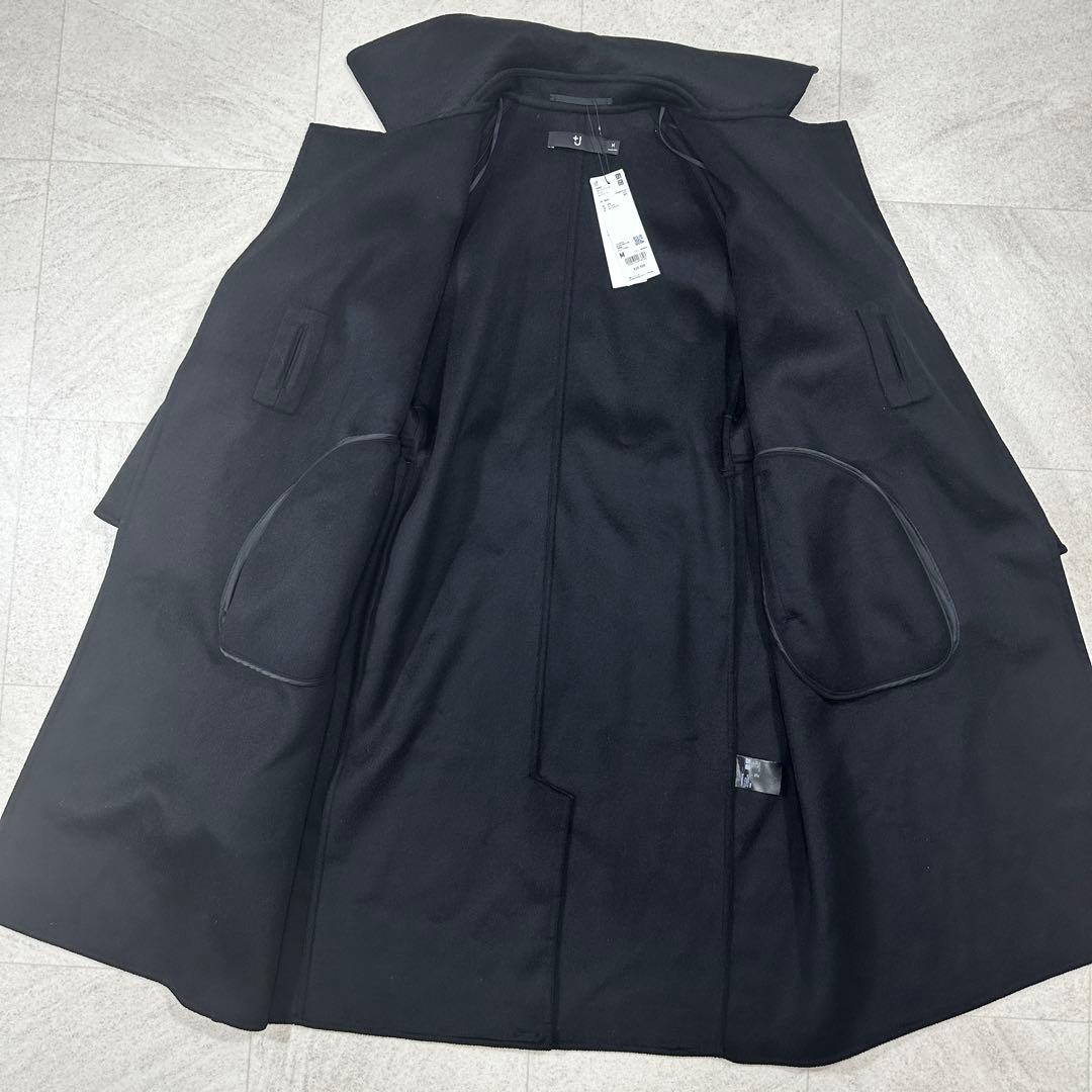 未使用タグ付【ユニクロ】ジルサンダー カシミヤブレンド ラップロングコート 黒