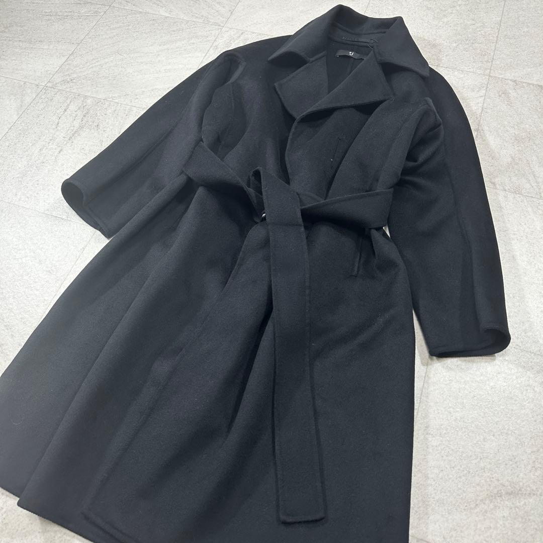 未使用タグ付【ユニクロ】ジルサンダー カシミヤブレンド ラップロングコート 黒