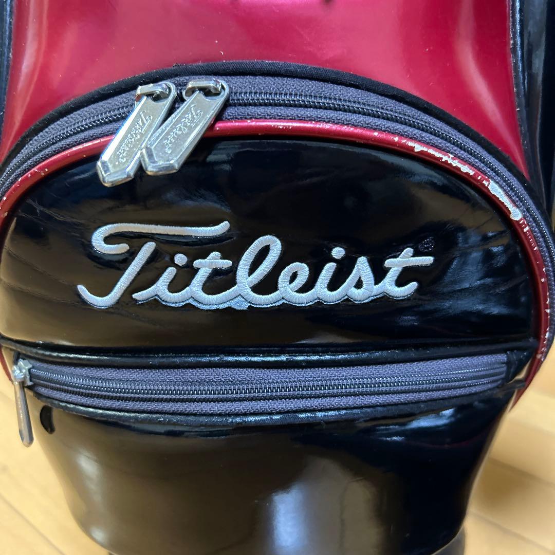 Titleist エナメルゴルフキャディバッグ 黒赤