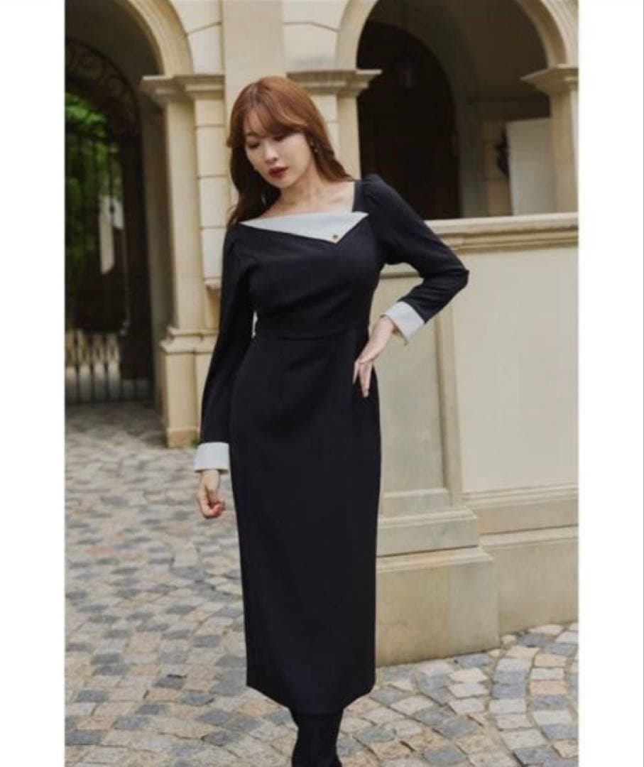 Asymmetrical Collar Dress ハーリップトゥ Mサイズ