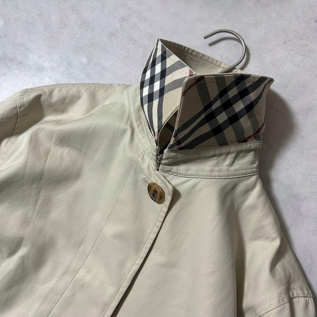 美品✨バーバリーロンドン ステンカラーコート　比翼 ロングノバチェック ベージュ