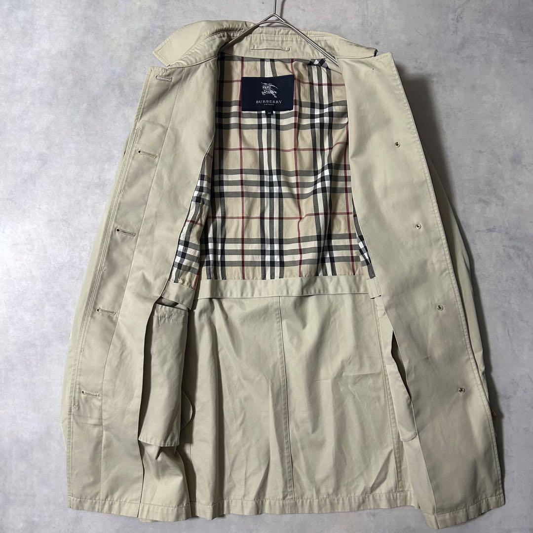 美品✨バーバリーロンドン ステンカラーコート　比翼 ロングノバチェック ベージュ
