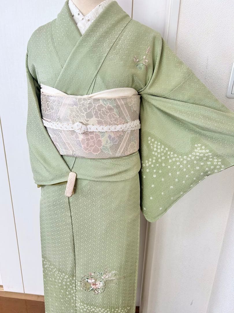 美品　一部しつけ糸付き　正絹訪問着　フルセット4点　卒業式　入学式　七五三