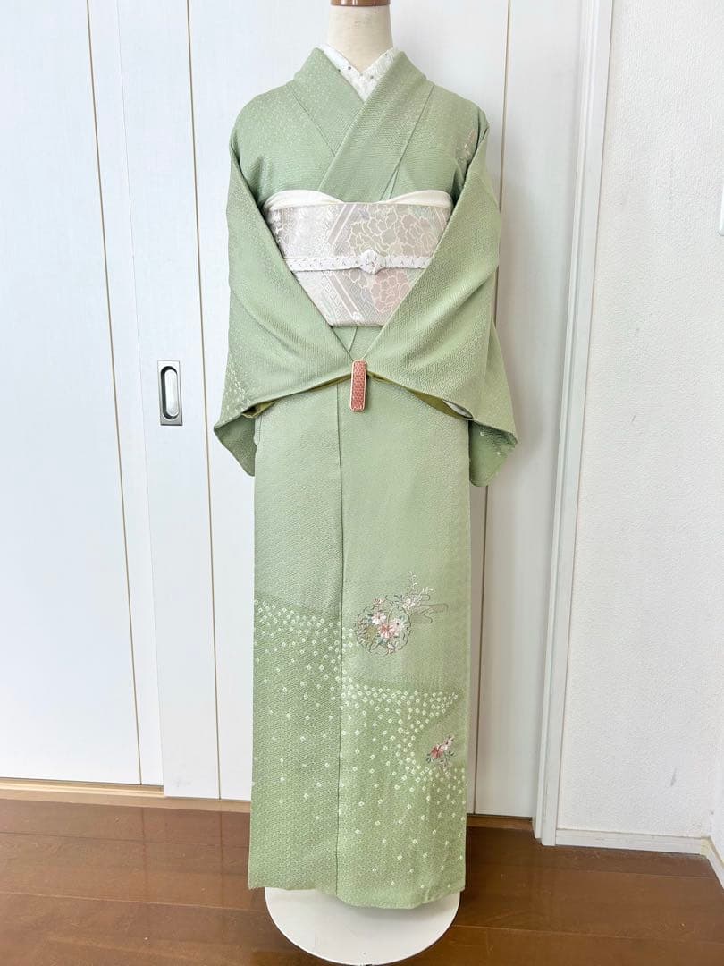 美品　一部しつけ糸付き　正絹訪問着　フルセット4点　卒業式　入学式　七五三