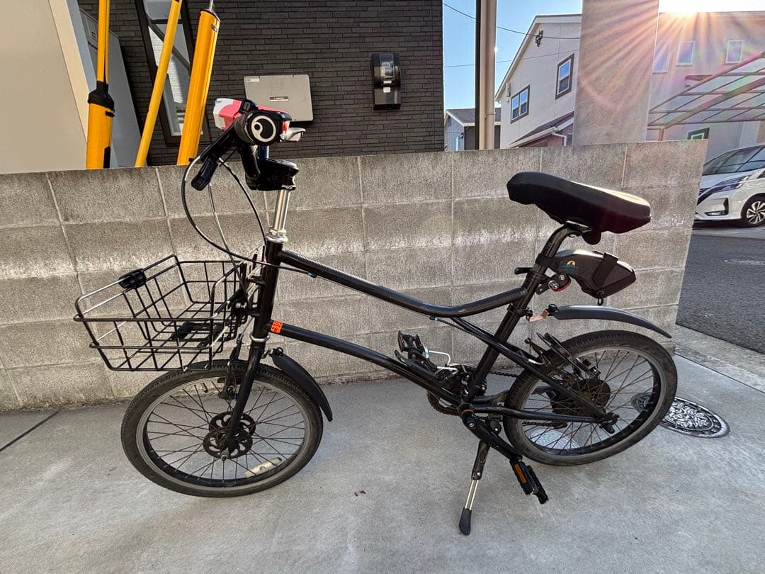ミニ自転車 黒 バスケット付き