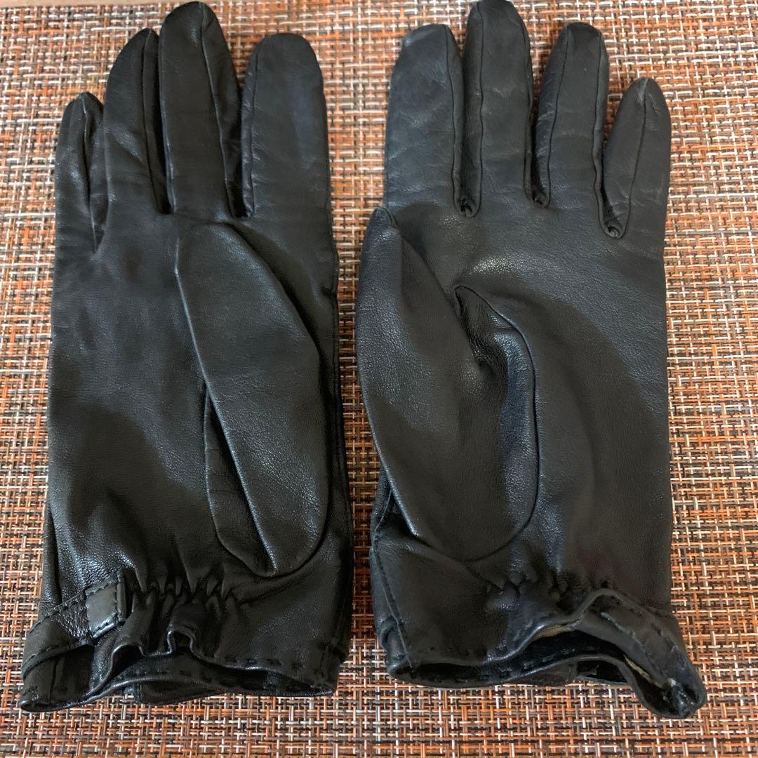 レザー手袋 ブラック サイズ8 ゴールド装飾