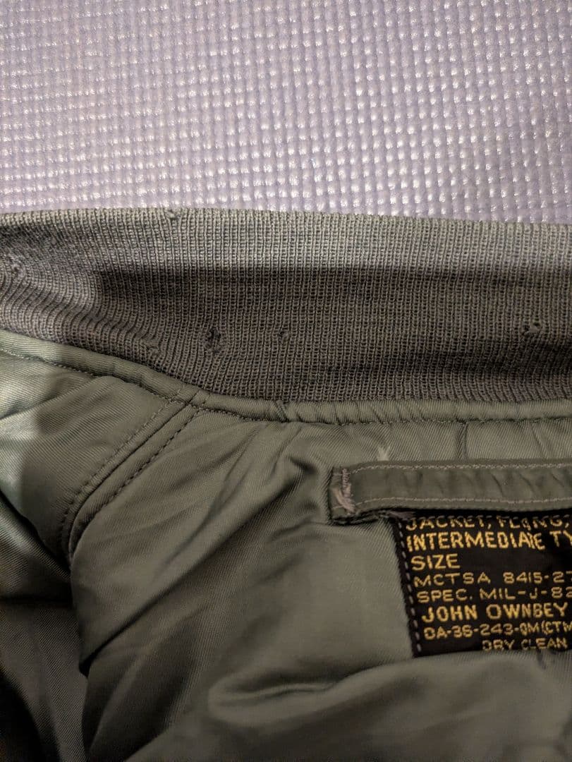 МA-1 黒タグ 初期　米軍実物　ミント　ma-1