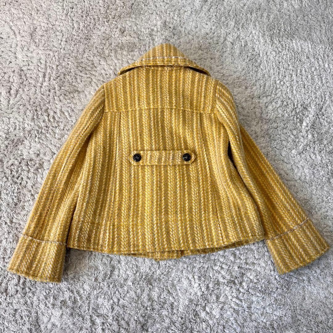 【サンプル品】バーバリーブルーレーベル ヘリンボーン ツイード コート イエロー