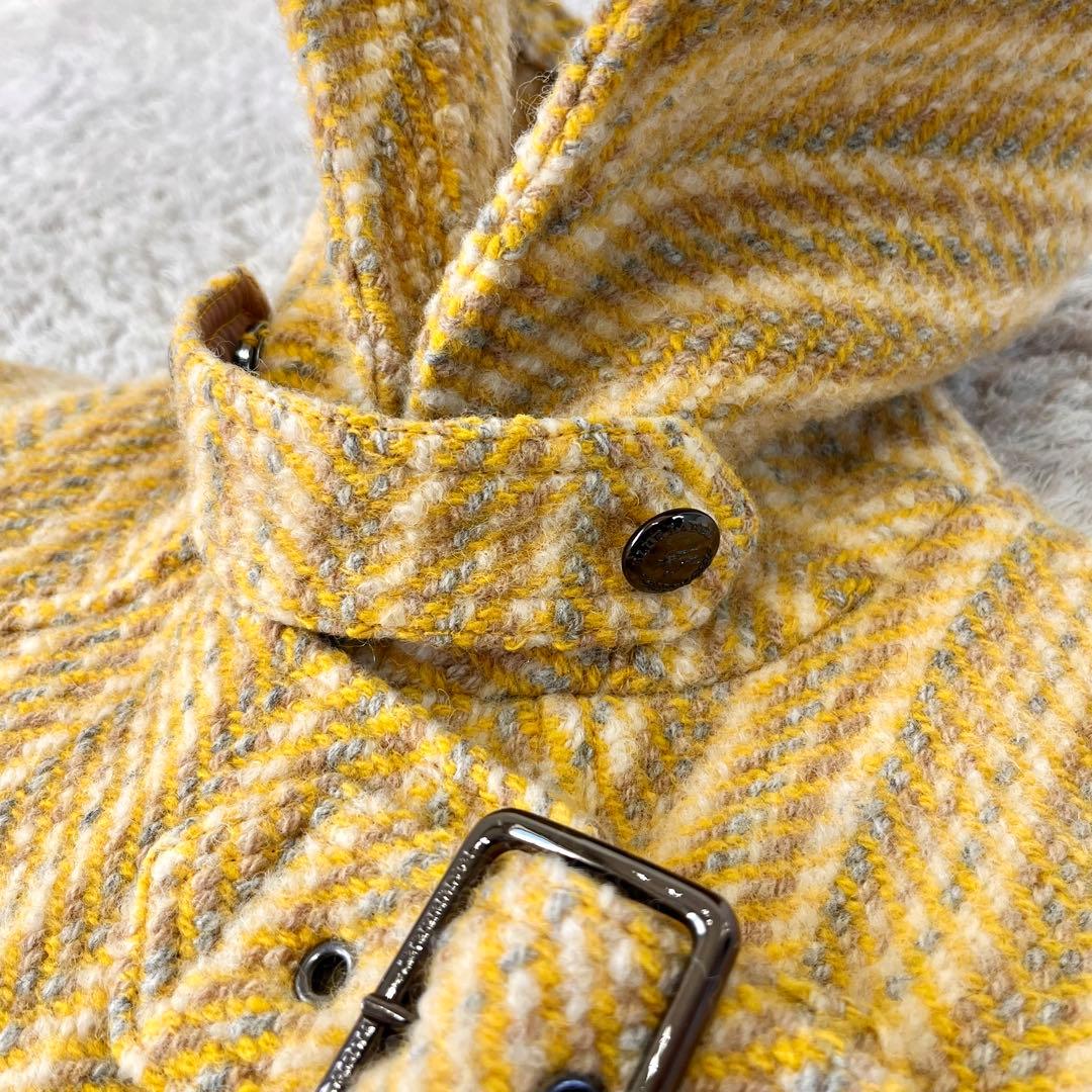 【サンプル品】バーバリーブルーレーベル ヘリンボーン ツイード コート イエロー