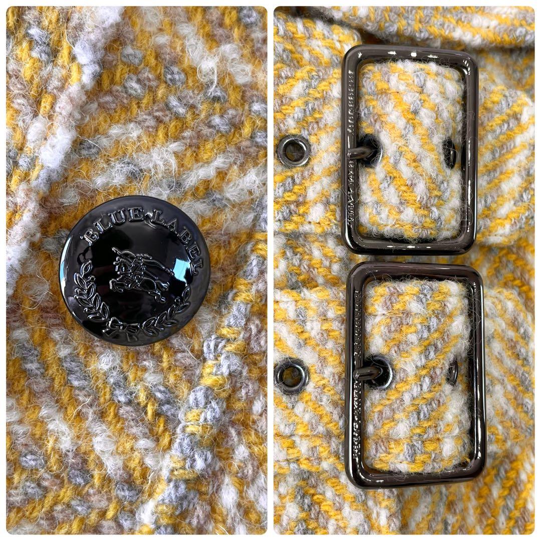 【サンプル品】バーバリーブルーレーベル ヘリンボーン ツイード コート イエロー