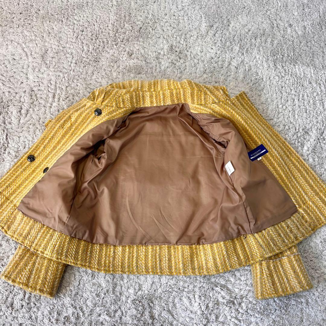 【サンプル品】バーバリーブルーレーベル ヘリンボーン ツイード コート イエロー