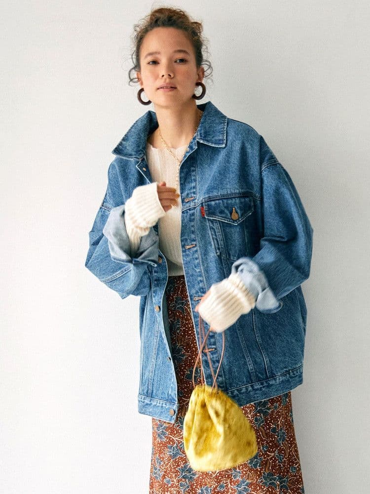 極美品　未使用級　アングリッド　ビックシルエットデニムジャケット　ブルー　25