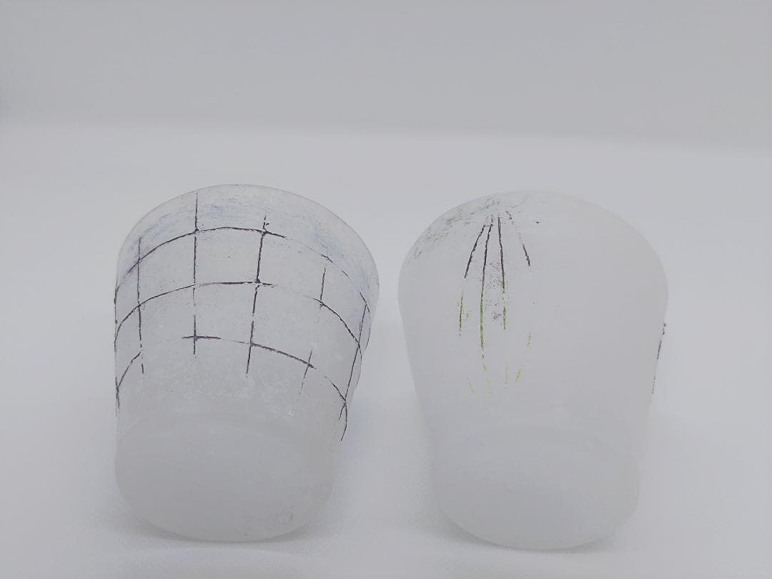 ガラス作家：能登朝奈　パート・ド・ヴェール　フリーカップ2個