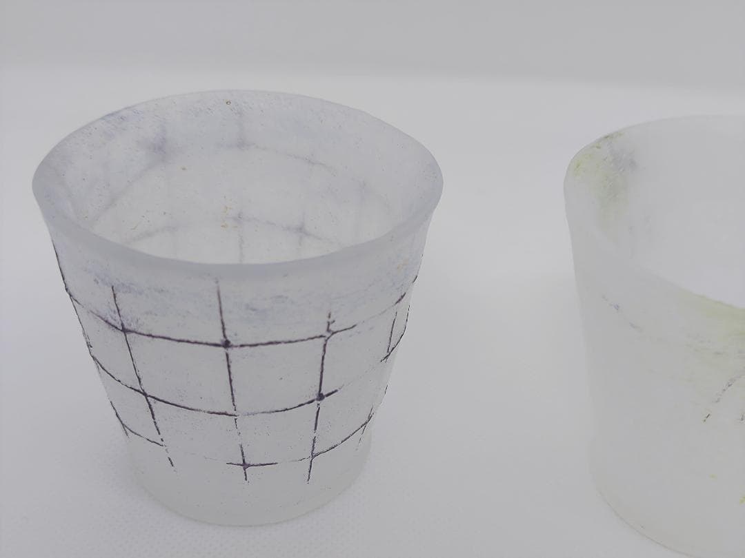 ガラス作家：能登朝奈　パート・ド・ヴェール　フリーカップ2個