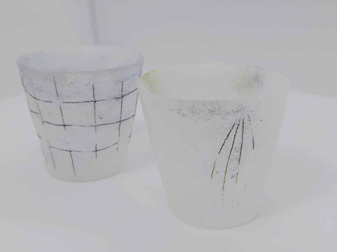 ガラス作家：能登朝奈　パート・ド・ヴェール　フリーカップ2個