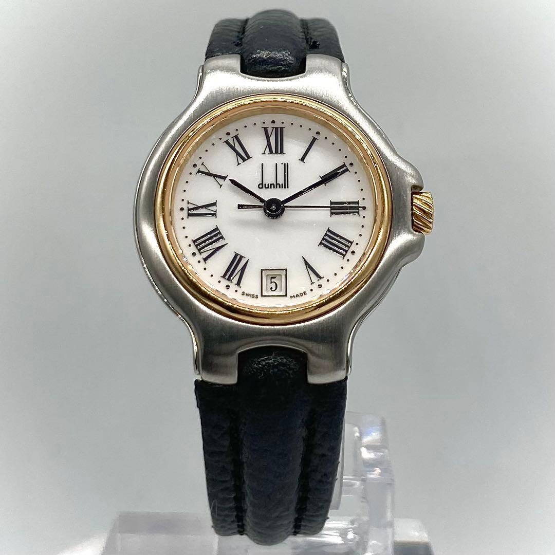 【稼動】 ダンヒル 腕時計 クオーツ QZ ローマン デイト コンビカラー