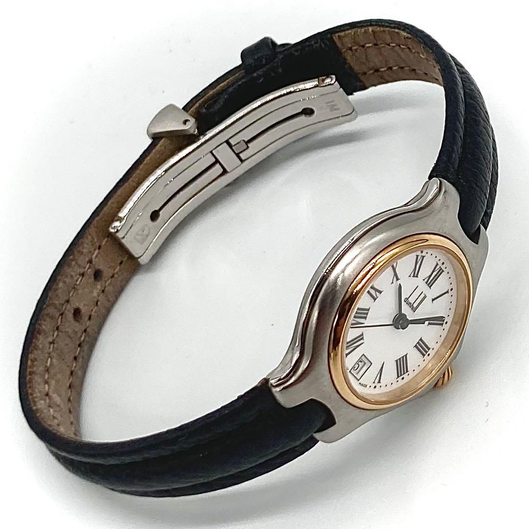 【稼動】 ダンヒル 腕時計 クオーツ QZ ローマン デイト コンビカラー