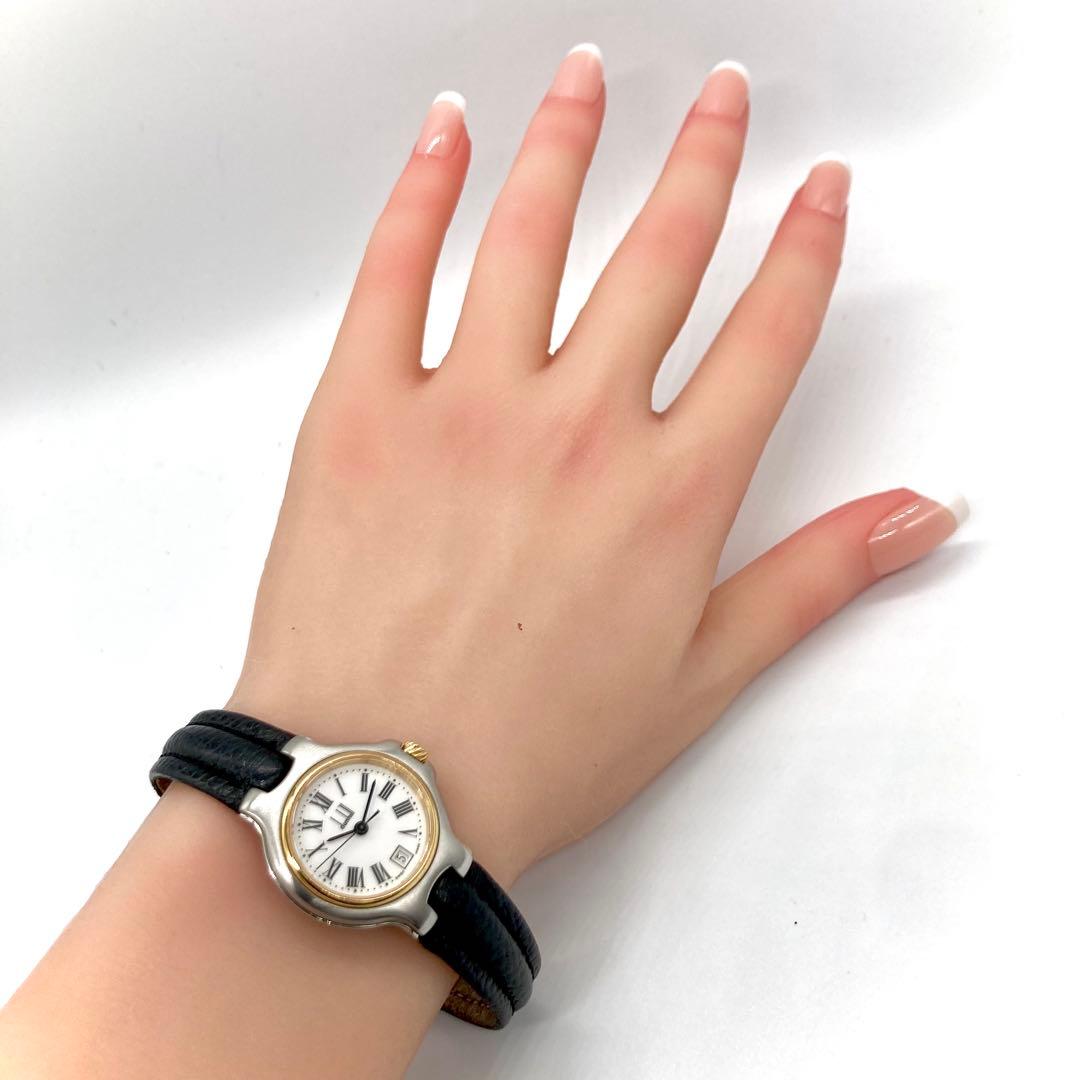 【稼動】 ダンヒル 腕時計 クオーツ QZ ローマン デイト コンビカラー