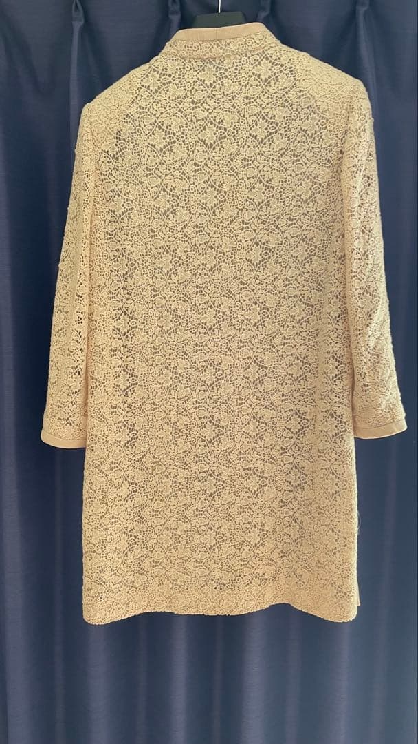 Y*i様 【レリアン】大きいサイズ レース スタンドカラーロングジャケット ベー