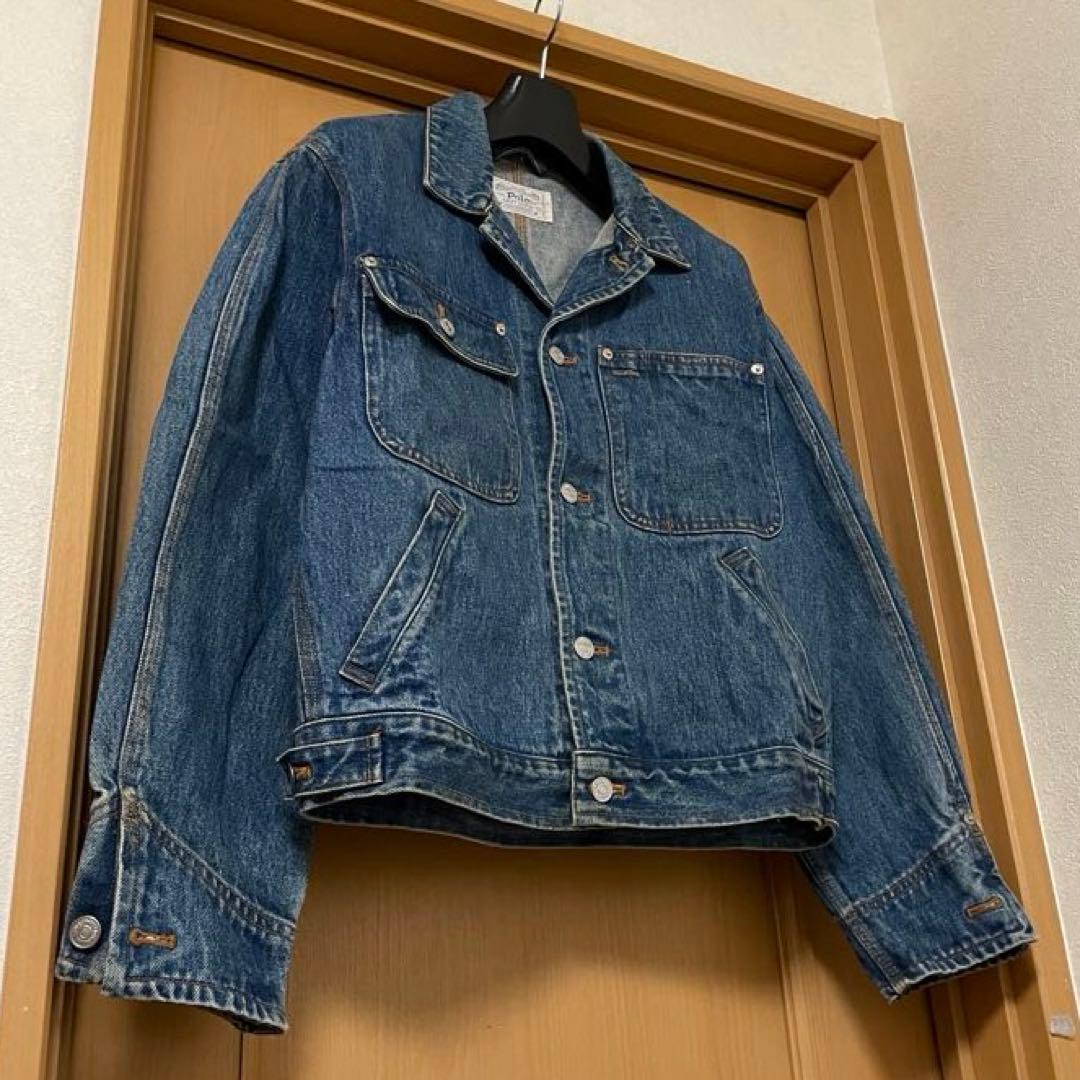 ポロ ラルフローレン ビンテージ 90s 白タグ デニム トラッカー ジャケット