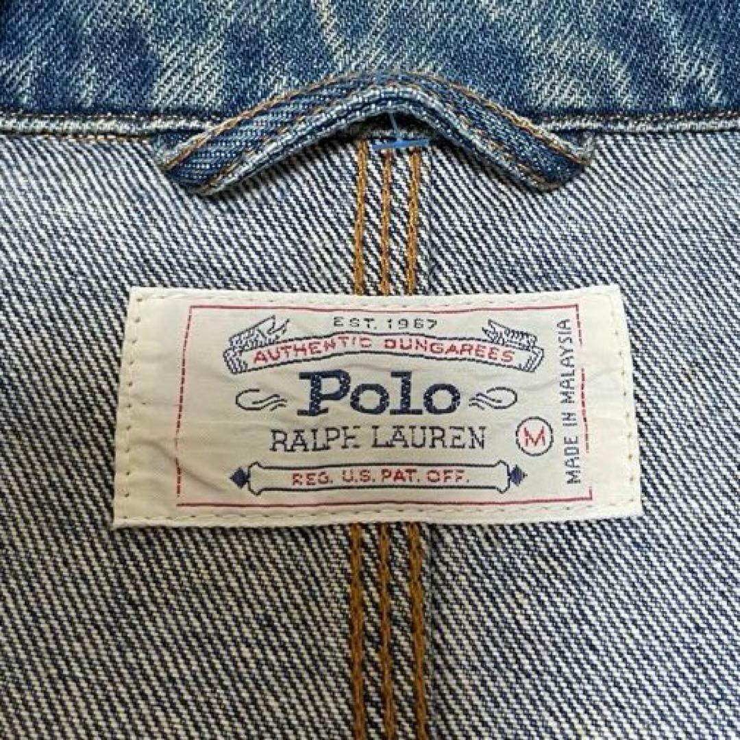ポロ ラルフローレン ビンテージ 90s 白タグ デニム トラッカー ジャケット