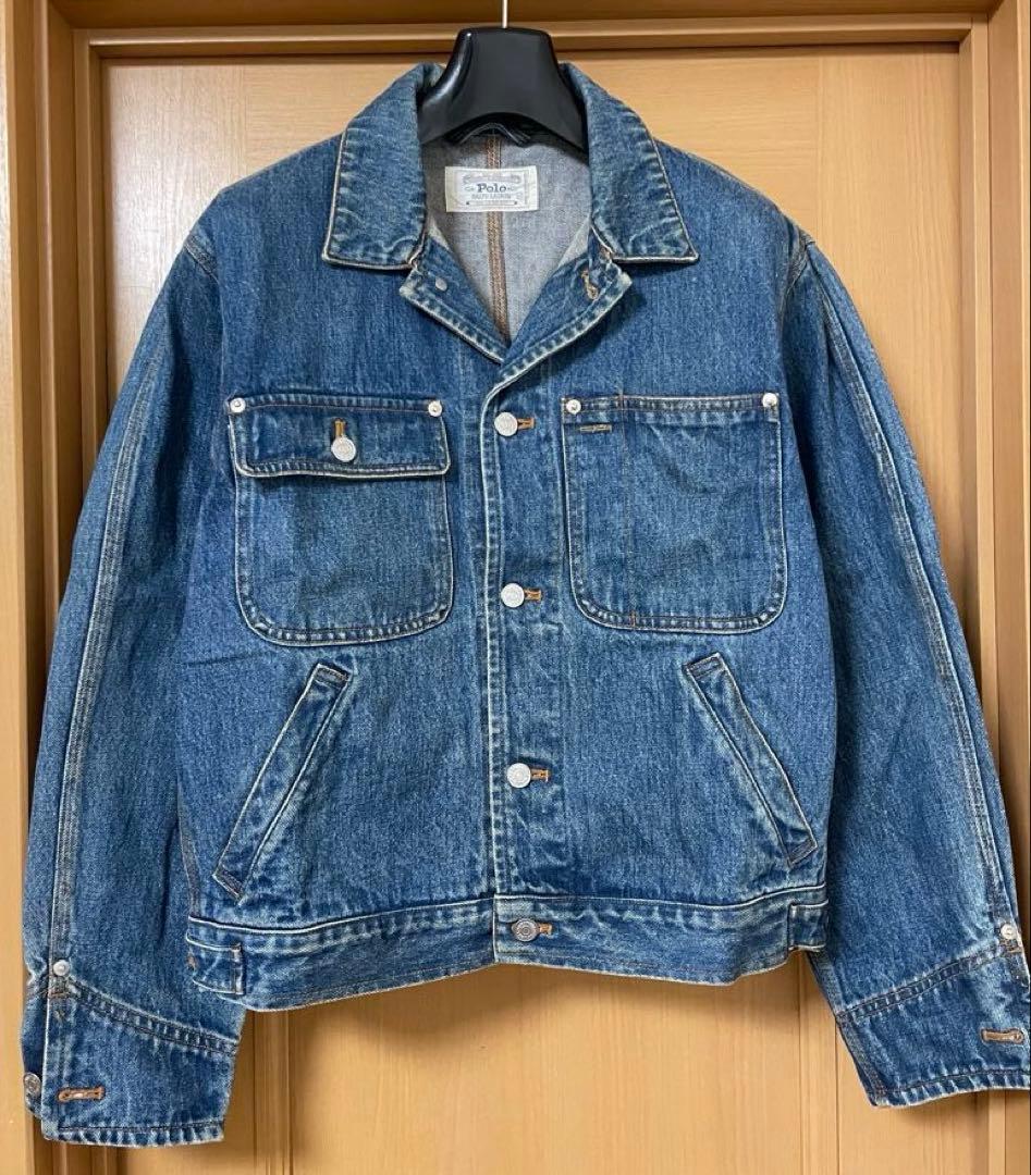 ポロ ラルフローレン ビンテージ 90s 白タグ デニム トラッカー ジャケット