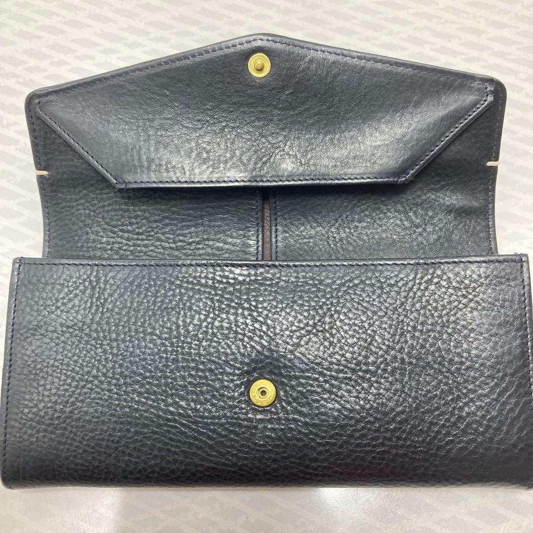 美品　ゲンテン　genten トスカ　ギャルソン　長財布　ネイビー ステッチ