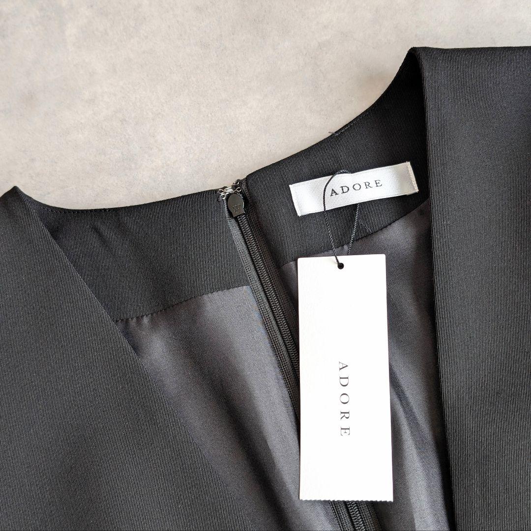 ADORE クリアツイルブラウス アドーア ブラック ノーカラージャケット